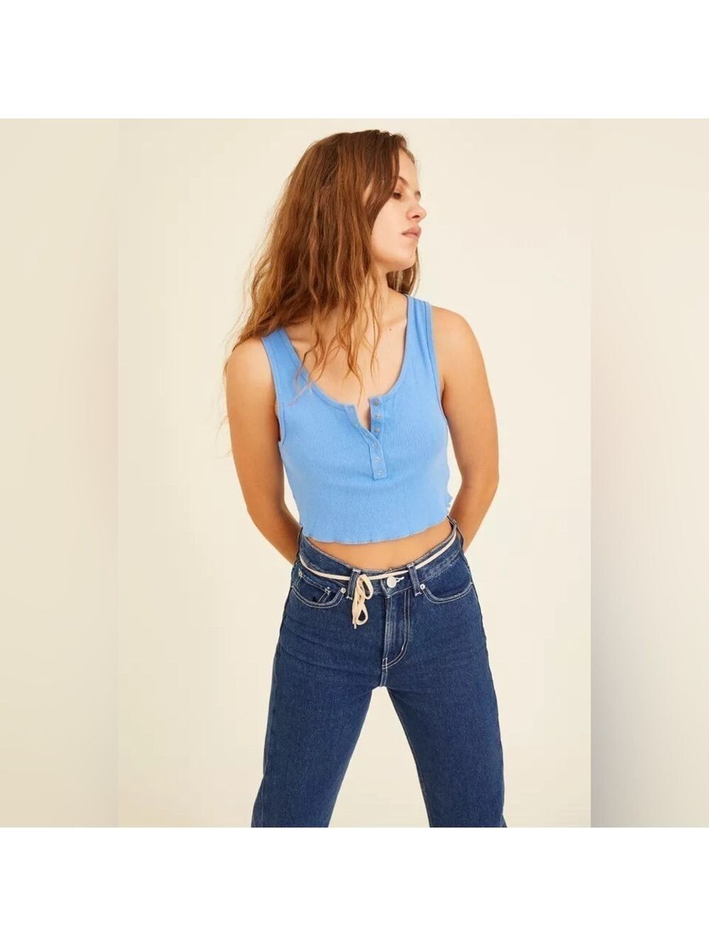 5/$20!! Blue Sleeveless Crop Tank Top